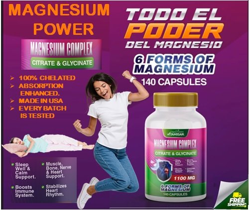 MAGNESIUMCITRATEINFO.jpg Magnesium Complex 140 capsules citrate chloride, glysinate chelated MAGNESIO COMPLEX BLEND