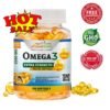 Omega 3 Fish Oil Capsules Strength 120 softgels EPA & DHA, Highest Potency VITAMISAN