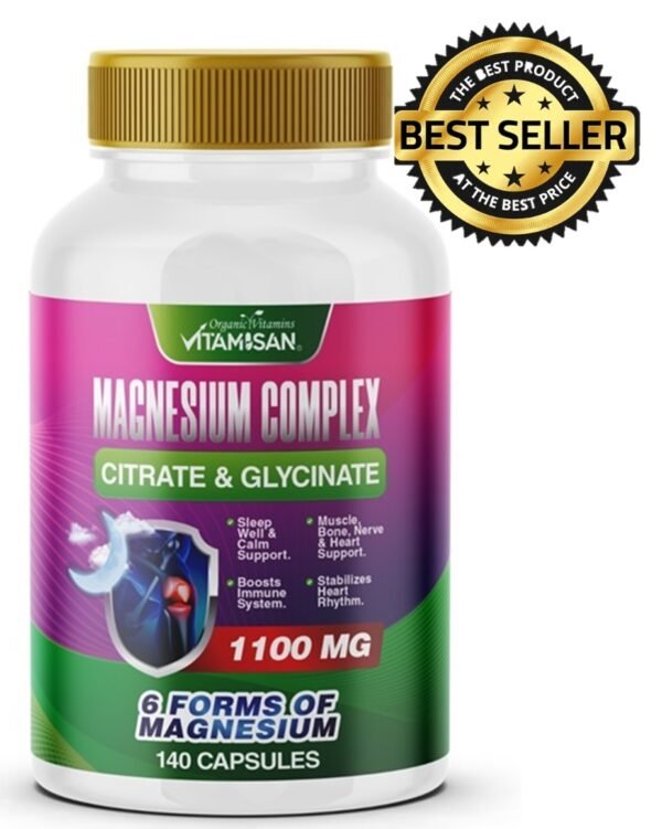 magnesium1100.jpg Magnesium Complex 140 capsules citrate chloride, glysinate chelated MAGNESIO COMPLEX BLEND